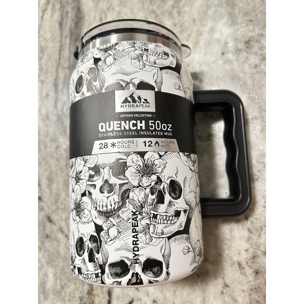 NEW HydraPeak Quench 50 oz ARTISIAN Collection Skull Flowers Tumbler Water Mug